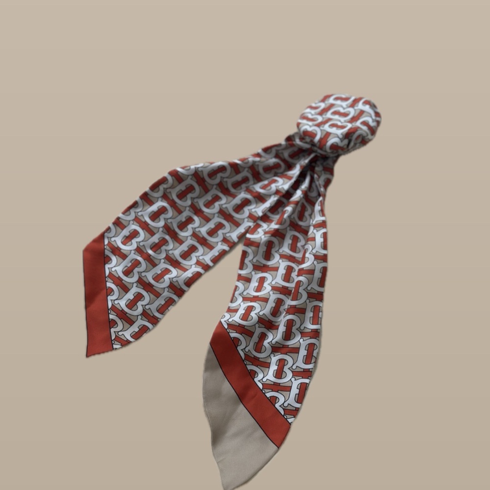 Burberry Red and White Hair Scarf